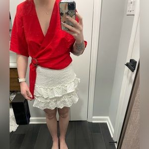 Impeccable Pig Floral Eyelet Ruffled Skirt